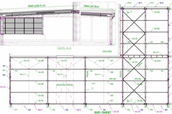 Préau de 330 m2 - couverture