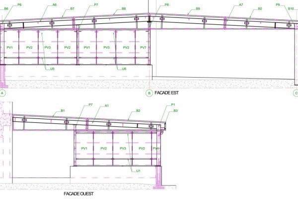 Préau de 330 m2 - pignons